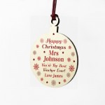 Personalised Happy Christmas Teacher TA Assistant Bauble Gift