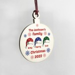 Handmade Family Christmas Hanging Personalised Wooden Bauble
