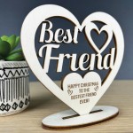 Best Friend Heart Standing Wood Sign Christmas Gift For Him Her