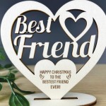 Best Friend Heart Standing Wood Sign Christmas Gift For Him Her