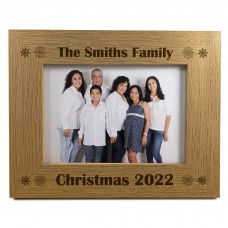 Personalised Christmas Decoration Wood Photo Frame Family Xmas