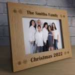 Personalised Christmas Decoration Wood Photo Frame Family Xmas