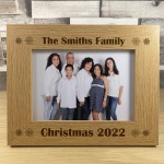 Personalised Christmas Decoration Wood Photo Frame Family Xmas