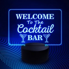 Cocktail Bar Neon Sign LED Light Up 16 Colour Plaque Home Bar