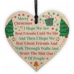 Funny Friendship Gifts Best Friend Sister Gift Wood Heart BFFs