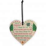 Funny Friendship Gifts Best Friend Sister Gift Wood Heart BFFs