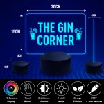 Funny Home Bar Sign The Gin Corner Sign LED Plaque Alcohol Beer
