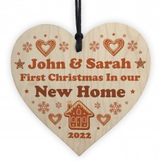 First Christmas In NEW HOME Personalised Wood Heart Christmas