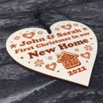 First Christmas In NEW HOME Personalised Wood Heart Christmas