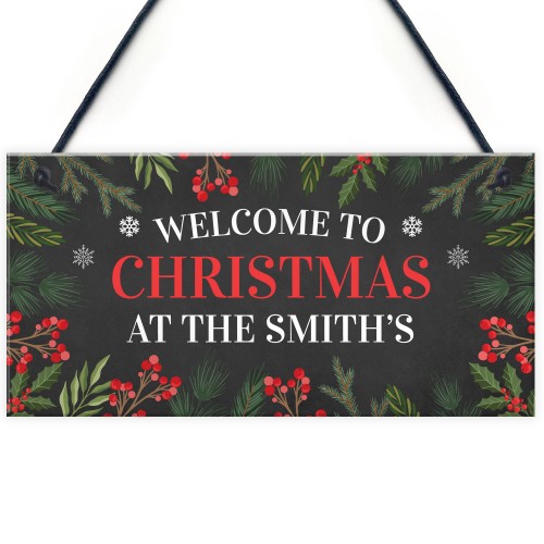 Personalised Christmas Welcome Sign Family Christmas Home