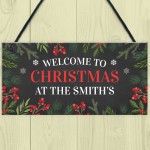 Personalised Christmas Welcome Sign Family Christmas Home