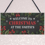 Personalised Christmas Welcome Sign Family Christmas Home