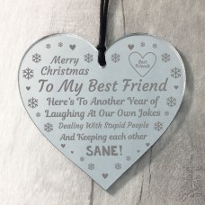 BEST FRIEND GIFT Engraved Heart Friendship Gift Funny Christmas