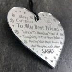 BEST FRIEND GIFT Engraved Heart Friendship Gift Funny Christmas