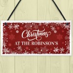 Personalised Christmas Sign 'Surname' Plaque Christmas Decor