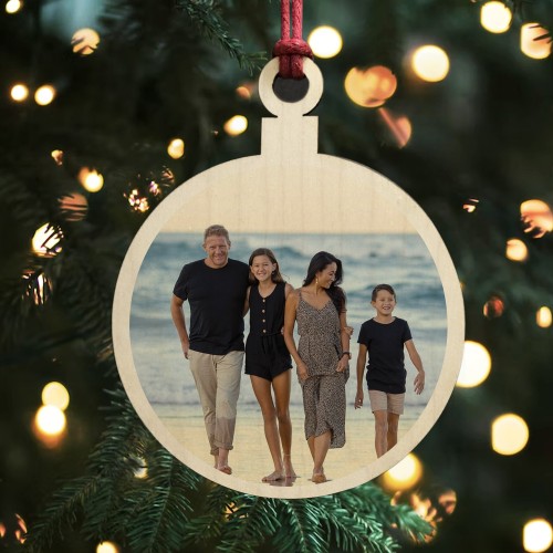 Personalised Custom Photo Wooden Bauble Tree Decoration Family Personalised Custom Photo Wooden Bauble Tree Decoration Family