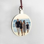 Personalised Custom Photo Wooden Bauble Tree Decoration Family