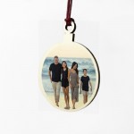 Personalised Custom Photo Wooden Bauble Tree Decoration Family