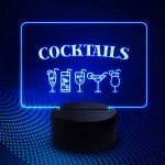 Neon LED Sign Cocktail Drinks Plaque Home Bar Cocktail Bar Sign