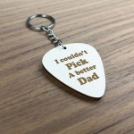 Novelty Dad Gift Wooden Guitar Pick Keyring Birthday Christmas