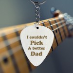 Novelty Dad Gift Wooden Guitar Pick Keyring Birthday Christmas