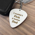 Novelty Dad Gift Wooden Guitar Pick Keyring Birthday Christmas