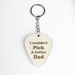 Novelty Dad Gift Wooden Guitar Pick Keyring Birthday Christmas