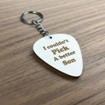 Son Gift From Mum or Dad Engraved Guitar Pick Keyring Christmas 