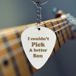 Son Gift From Mum or Dad Engraved Guitar Pick Keyring Christmas 