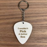 Son Gift From Mum or Dad Engraved Guitar Pick Keyring Christmas 