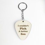 Son Gift From Mum or Dad Engraved Guitar Pick Keyring Christmas 