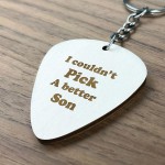 Son Gift From Mum or Dad Engraved Guitar Pick Keyring Christmas 