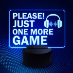Gaming ONE MORE GAME Funny Gaming Neon LED Sign Boys Bedroom