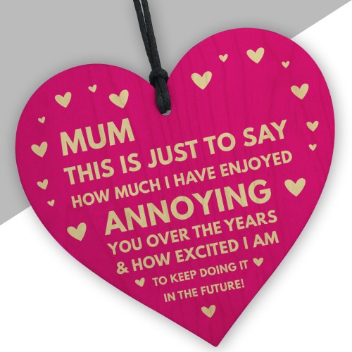 Funny Birthday Christmas Gift For Mum Joke Mum Gift Wooden Heart