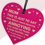 Funny Birthday Christmas Gift For Mum Joke Mum Gift Wooden Heart