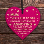 Funny Birthday Christmas Gift For Mum Joke Mum Gift Wooden Heart
