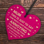 Funny Birthday Christmas Gift For Mum Joke Mum Gift Wooden Heart