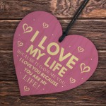 Anniversary Gift Love My Life Wooden Heart I Love You Gift