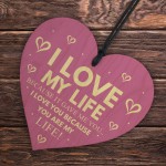 Anniversary Gift Love My Life Wooden Heart I Love You Gift