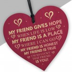 Best Friend Sign FRIEND GIVES HOPE Friendship Gift Thank You