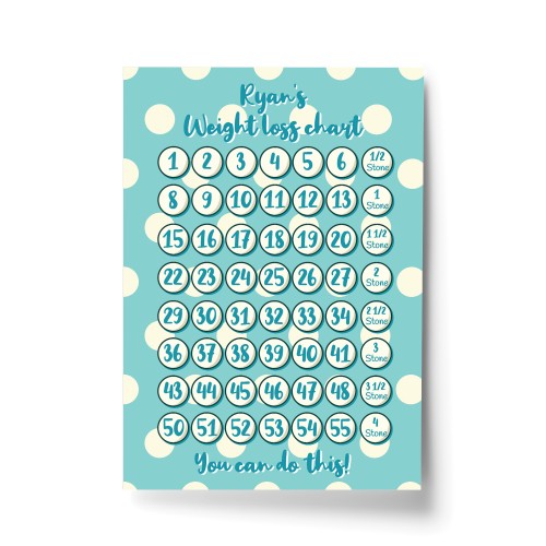 Weight Loss Chart A4 Print Personalised Motivational Tracker