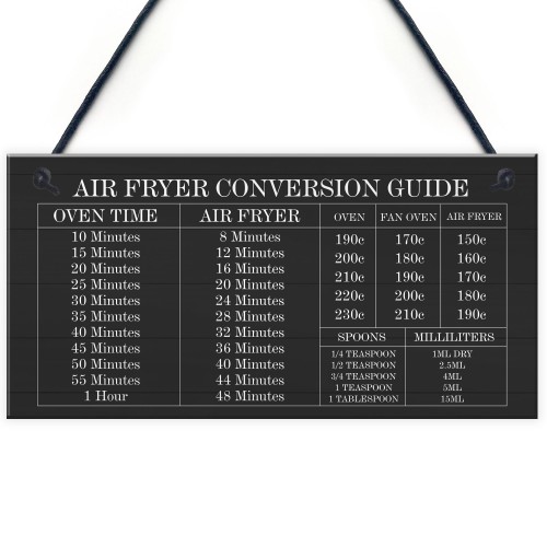 Air Fryer Conversion Sign Cooking Times Temp Oven Kitchen Sign