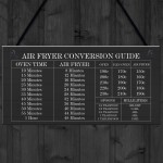 Air Fryer Conversion Sign Cooking Times Temp Oven Kitchen Sign