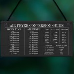 Air Fryer Conversion Sign Cooking Times Temp Oven Kitchen Sign