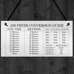 Air Fryer Conversion Guide Cooking Times Temp Oven Hanging sign