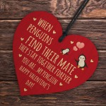 You Are My Penguin Valentines Gift Wood Heart Valentines Day