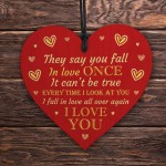 Wedding Anniversary Gift For Him Her Husband Wife Wooden Heart