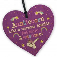 Novelty Auntie Gift From Niece Nephew Funny Wood Heart
