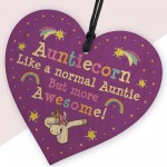 Novelty Auntie Gift From Niece Nephew Funny Wood Heart