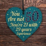 FUNNY 50TH BIRTHDAY GIFT For Men Women Wood Heart Dad Grandad